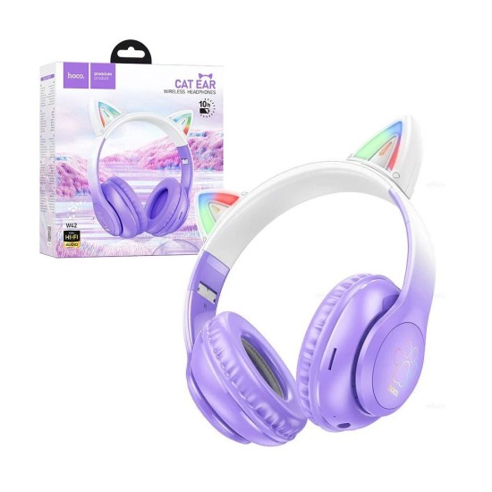 Hoco Cat Ear Wireless Headphones W42 Purple Grape